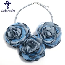 Женское колье-чокер с цветами многослойное цветочное богемное бохо-воротник цветное синее большое ожерелье Подвески ювелирное изделие подарок