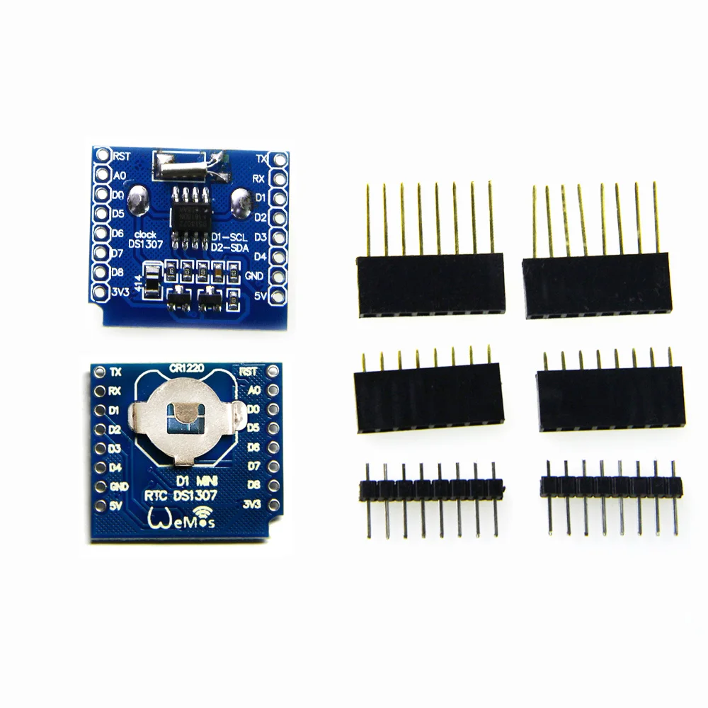 

RTC DS1307 (Real Time Clock) + battery - Shield for D1 mini with pin-headers set for Nodemcu D1 mini