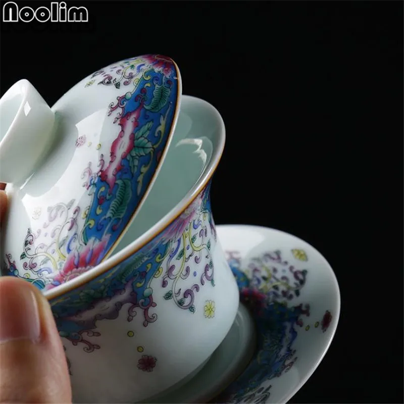 Цзиндэчжэнь эмаль Gaiwan керамическая кунг-фу фарфорная чашка для чая Китайский Чайный Сервиз набор