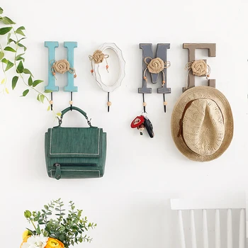 

Vintage Home LOVE Hook Hanger Clothes Robe Key Holder Hat Hanger Hooks Bathroom Door Wall Home Decoration Wooden Sundries Hooks