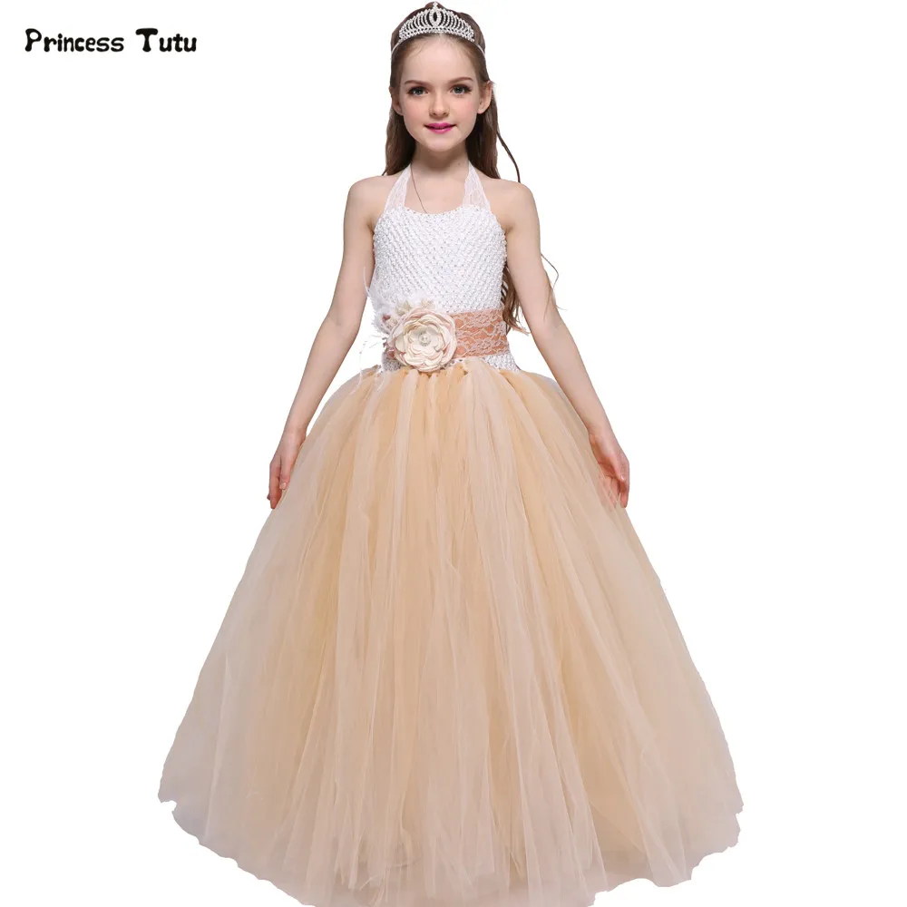 Vintage Flower Girl Dresses Champagne Lace Tulle Tutu Dress Girls Kids Wedding Pageant Ball Gowns For Girls Princess Party Dress Vintage Flower Girl Dresses Champagne Lace Tulle Tutu Dress Girls Kids Wedding Pageant Ball Gowns For Girls Princess Party Dress