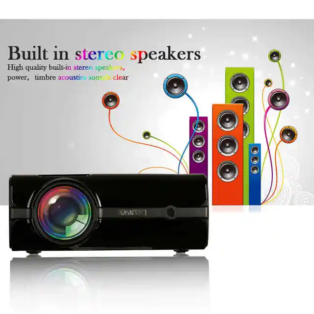 Uhappy U45 Projector 7500 Lumens 1080P 3D HD LED Portable Projector Stereo Speakers Theater Home Cinema Home Vedio Projector