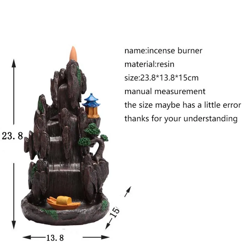 Винтажная курильница для благовоний, натуральная смола, высокая горная вода, дым, обратный поток, благовония, курильница, домашний декор, ремесла, скалы, как подарки