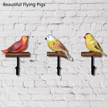 

Home decoration European country hook creative garden three-dimensional bird coat hook wall hanging decoration crafts 3pcs / set
