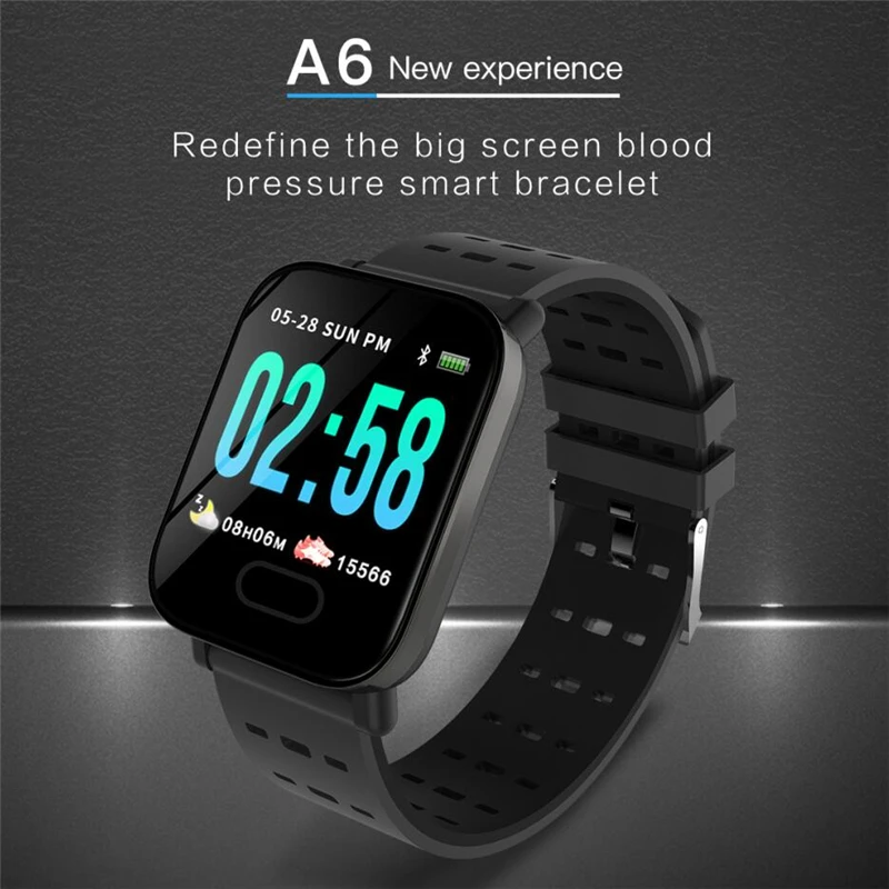 A6 P68 Смарт часы с монитор сердечного ритма Фитнес трекер крови Давление Smartwatch