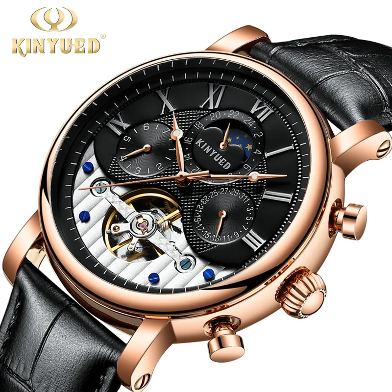 Kinyued Skeleton Tourbillon Mechanical Watch Automatic Men Classic Male