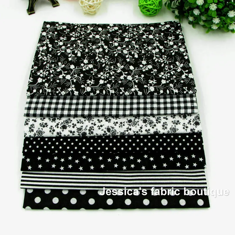7pcs Black 100% Cotton Quilting Fabric for DIY Sewing Patchwork Kids Bedding Bags Tilda Doll Baby Cloth Textiles Fabric 50*50cm