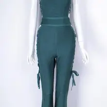 Новинка года; Летний комбинезон; комбинезон для женщин; бандажный комбинезон на шнуровке; открытые Длинные вечерние комбинезоны для знаменитостей