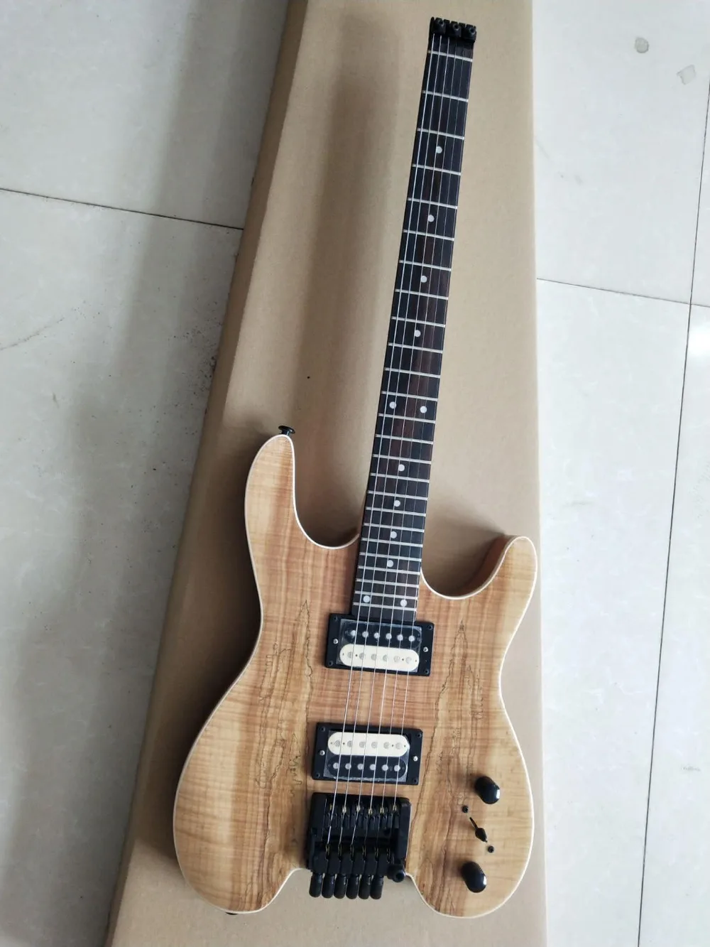 

Headless guitar map natural color 6 string headless electric guitar, zebra pickup, free delivery