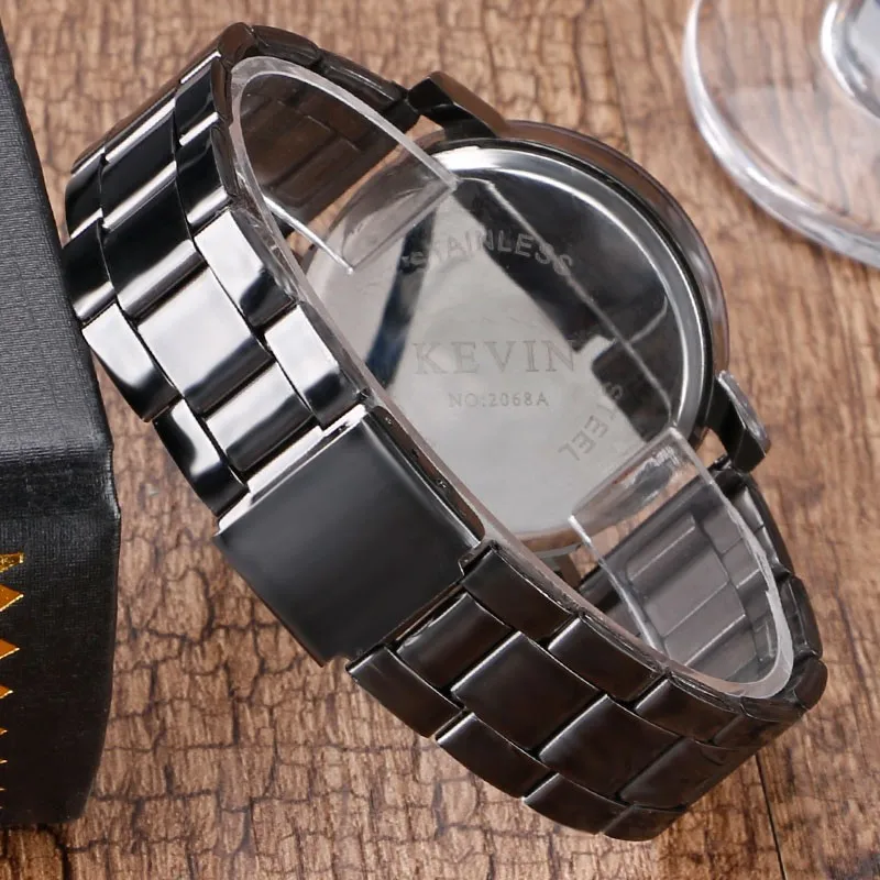 Кевин Мода Полный Нержавеющая сталь аналоговый Для мужчин смотреть Бизнес Кварцевые наручные часы мужские и женские часы подарки наручные часы мужские