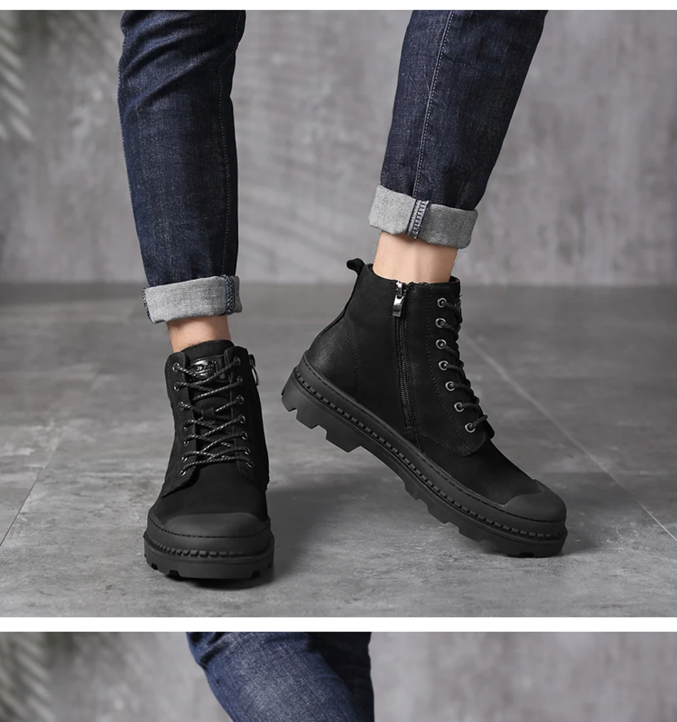 Модные мужские ботинки повседневная обувь из натуральной кожи в стиле милитари осенне-зимние ботинки мужские черные рабочие и защитные ботинки до лодыжки для мужчин