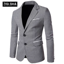 Модный Полосатый блейзер для мужчин s Slim Fit костюм ZIOLOMA деловые повседневные мужские стильные блейзеры в горошек Мужской винтажный классический костюм формальная вечеринка