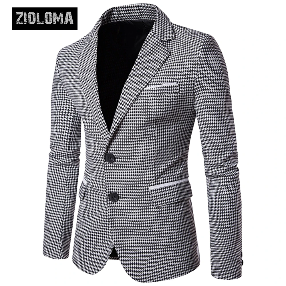 Модный Полосатый блейзер для мужчин s Slim Fit костюм ZIOLOMA деловые - Цена: 