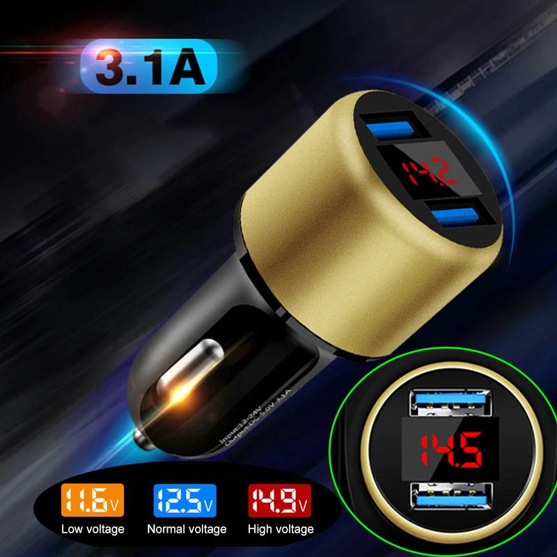 3.1A Универсальный двойной USB Автомобильное зарядное устройство прикуриватель из
