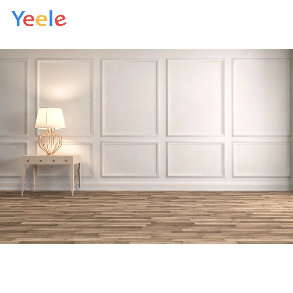

Yeele Wooden Floor White Wood Table Lamp Backdrops Photography Background Customized Photographic Backdrop For Photo Studio