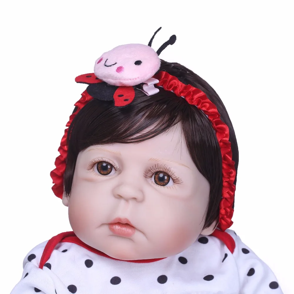 

Bebely Vinyl reborn dolls boy girl LoL doll reborn babies black hair magnetic mouth bath dolls children gift 55cm