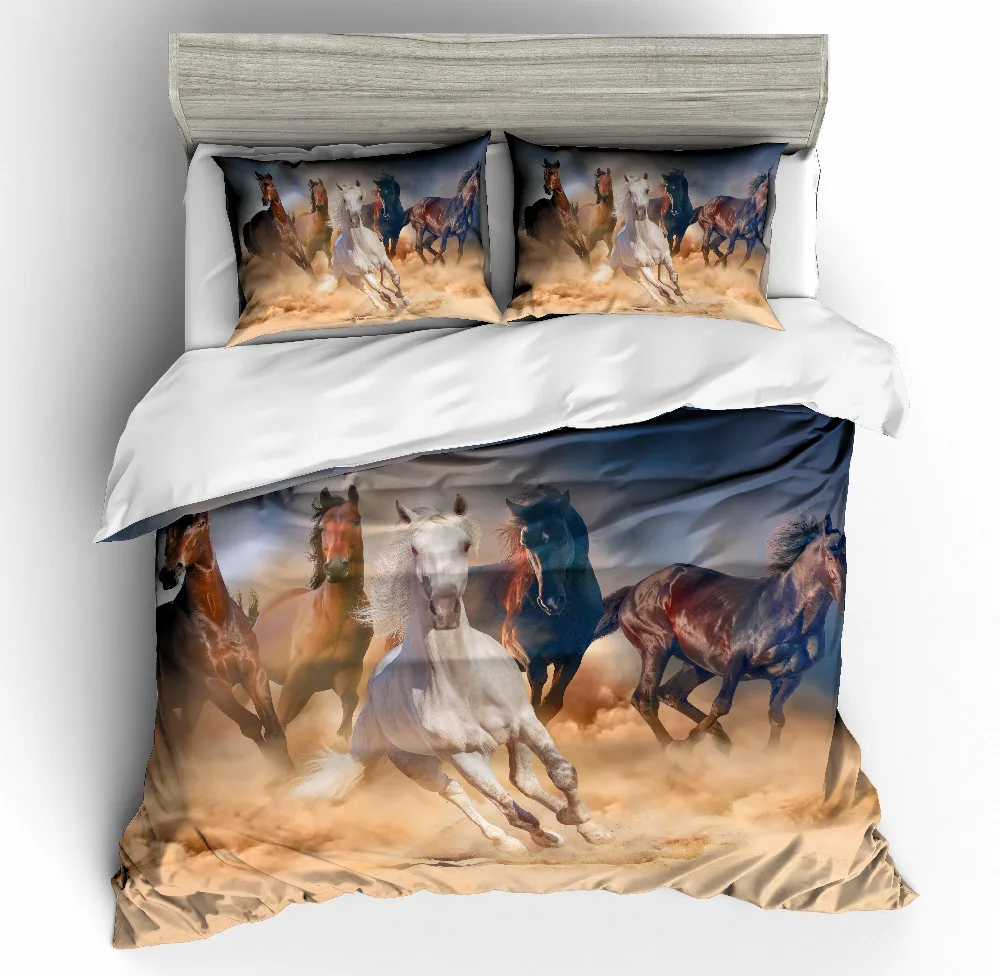 

3D print Bedding set horse five horses flew kids'/lovers' gift Duvet cover set Home Textiles