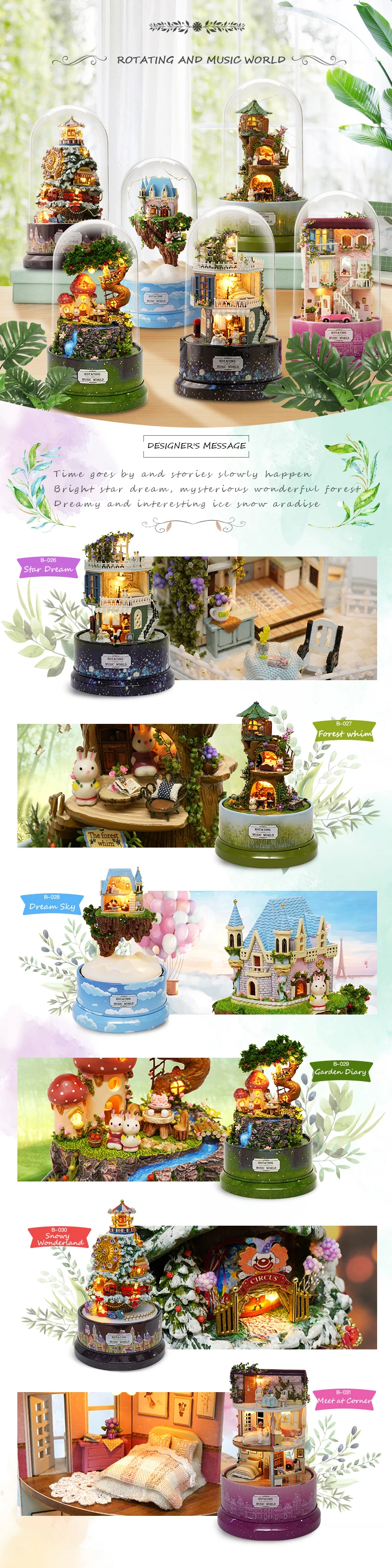 Cutebee DIY Casa miniatura con светодиодный muebles música cubierta де Полво modelo bloques De construcción De juguetes para música 26