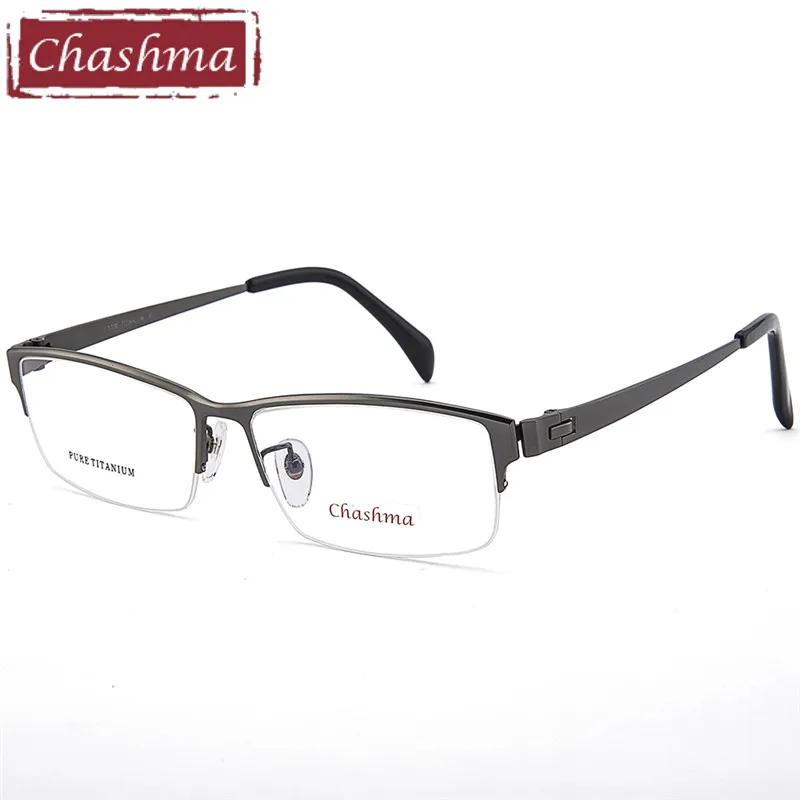 Серый Chashma джентльменская оправа из чистого титана Lentes Opticos Gafas, высококачественные титановые оправы, мужские широкие оправы, Длинные дужки, очки - Цвет оправы: Серый