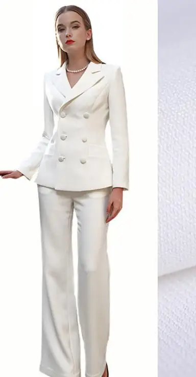 Ivory Women's V Neck Pants Suits Photo Shoot Suits Cool
