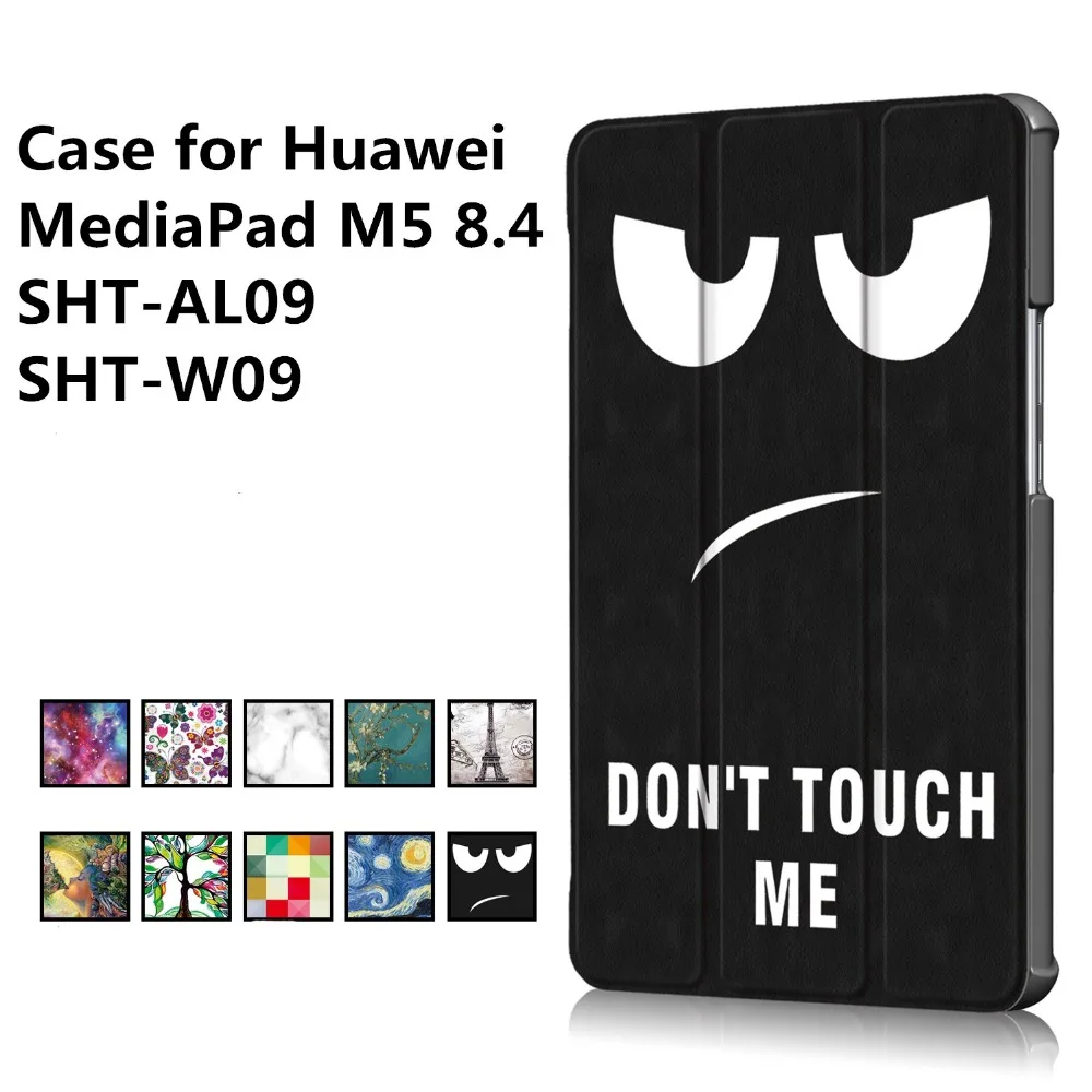 

Flip Folio Case for Huawei Mediapad M5 SHT-AL09 SHT-W09 8.4 inch Printed Case Stand Cover+gift