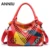 Las mujeres de moda de piel de oveja bolso de cuero suave casual costura señora remaches del bolso de hombro Bolsos Mujer de marca famosa 2017
