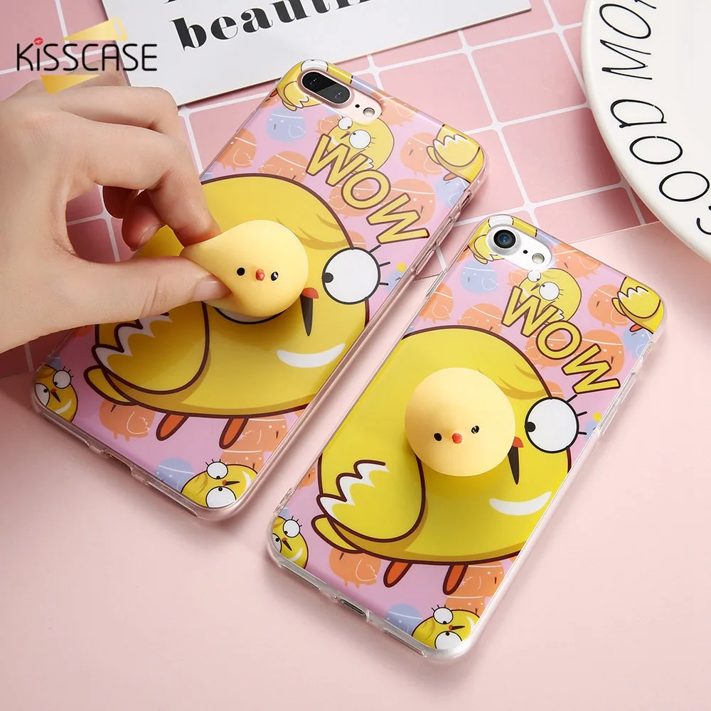 KISSCASE Lucu Kartun 3D Boneka Kuning Tercipta Kasus Untuk IPhone 8