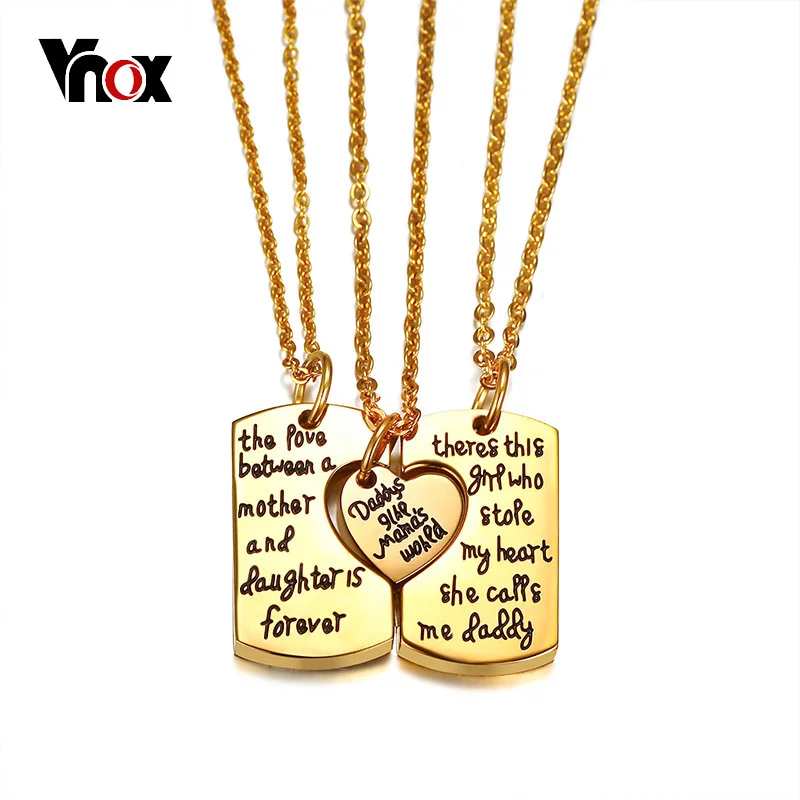 

Vnox Father Mother and Baby Heart Love Pendants Necklaces Gold Tone Stainless Steel Family Love Necklace Free 20" Chain
