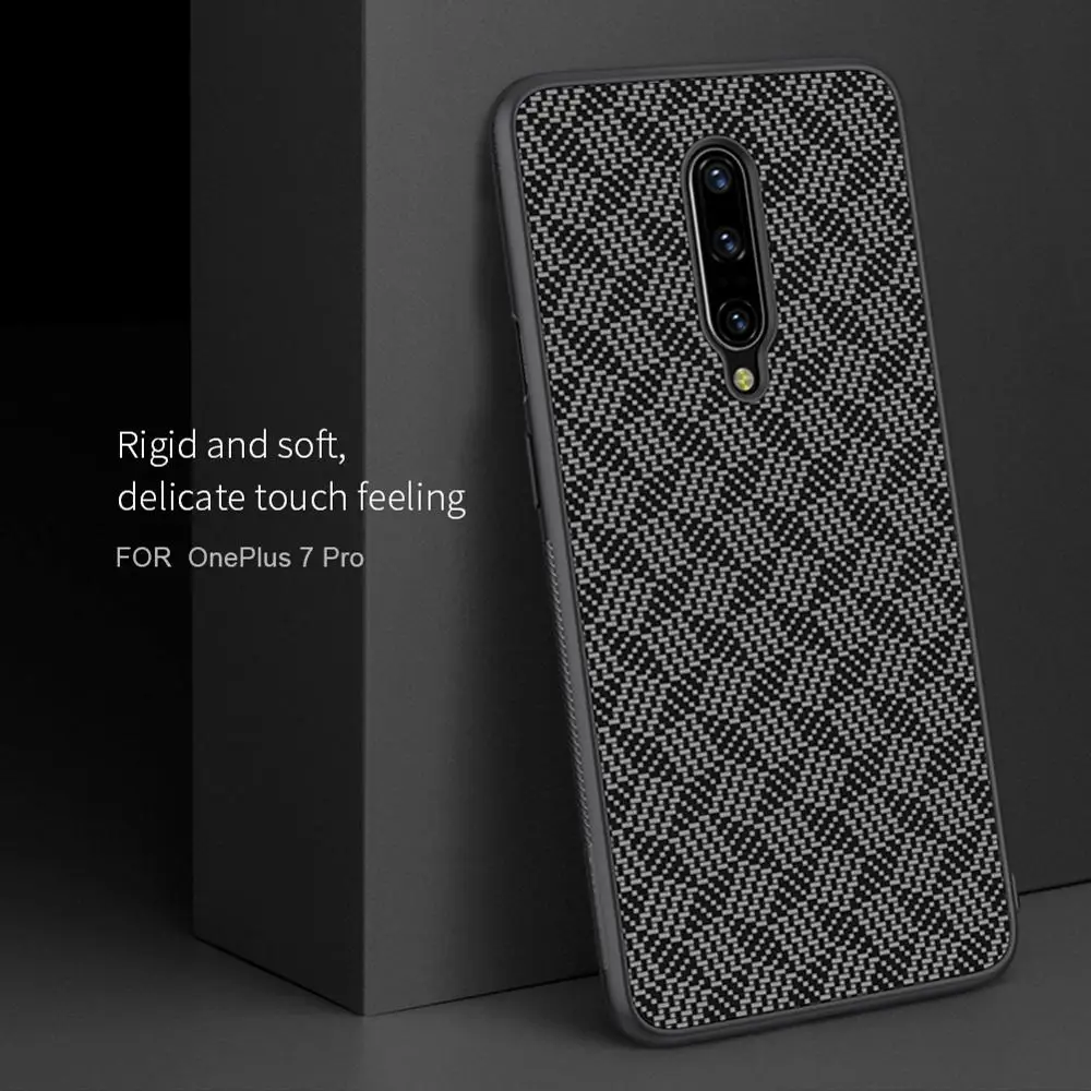 

NILLKIN Synthetic Fiber Plaid Series Carbon PP Plastic Back Cover for Oneplus 7 Case Cover Ultra Slim For Oneplus 7 Pro