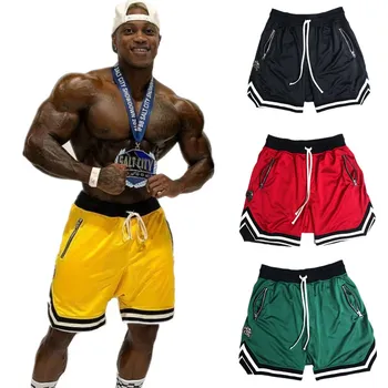 

Men Summer Fitness Shorts Gyms Bodybuilding Workout Joggers Male Loose Breathable mesh Short Pants Man Casual Beach Sweatpants