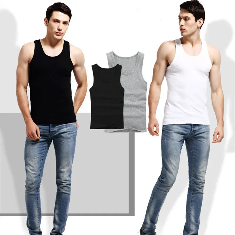 

2019 Clothing Casual Gilet Men O-Neck Tank Tops Summer Male Bodybuilding Sleeveless Vest Gym clothing fitness Men Underwear