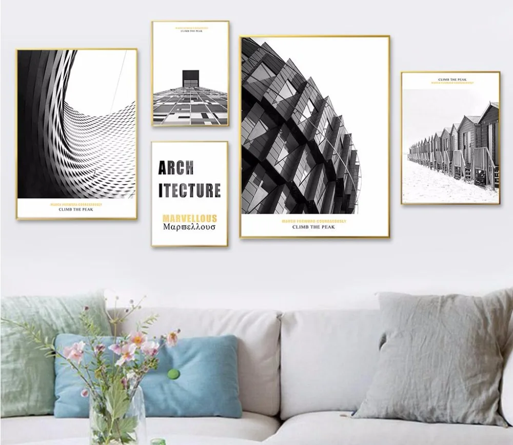 

Black and white building Art Canvas Art Print Painting Poster Giclee Print Wall Pictures For Home Wall Decor 619