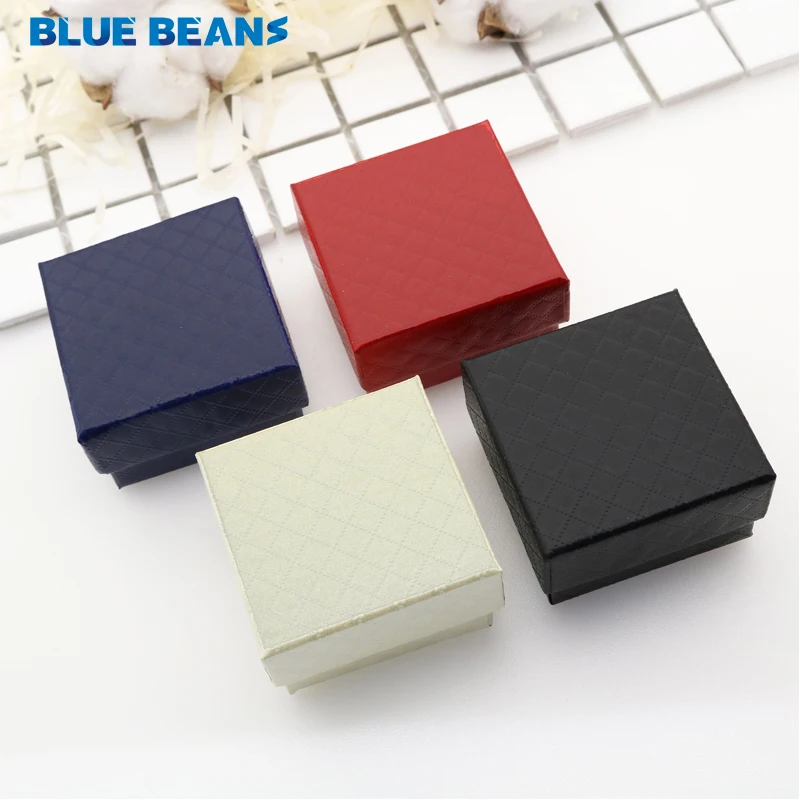 Винтажный дизайн 5x5 см алмазный узор кольцо коробка подарок Cajas Para Joyas черный