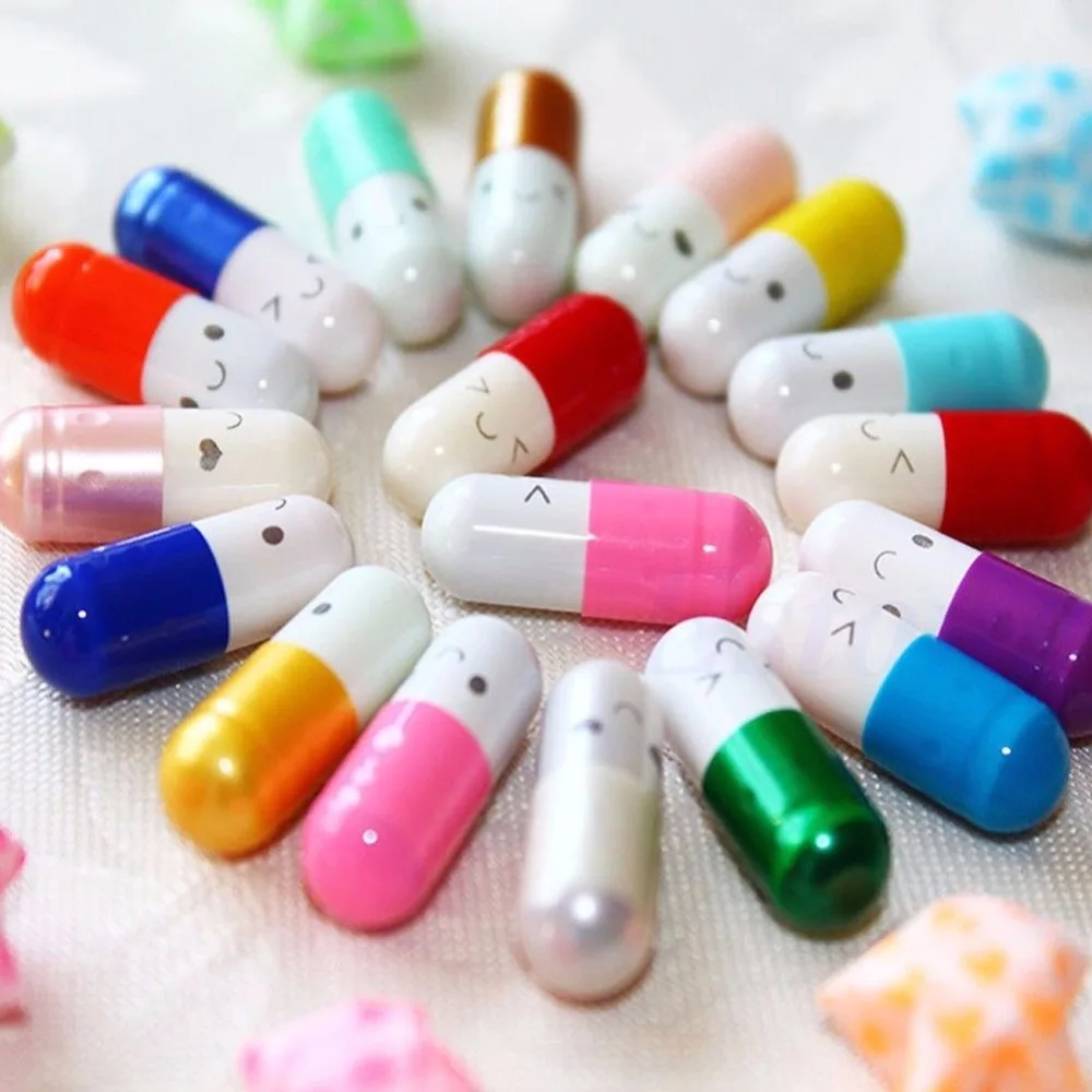 50pc cute expression capsules love pills put in wishing drift bottle