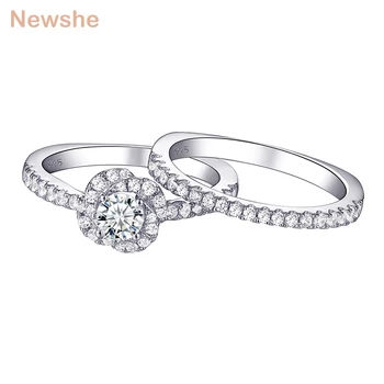 

Newshe Unique Flower Shape Wedding Rings for Women 925 Sterling Silver 1Ct AAA CZ Engagement Ring Bridal Set