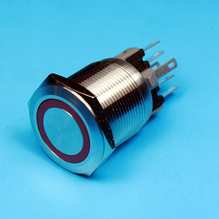 flat round head 22mm Stainless Steel momentary/Latching red LED light Ring Lamp type push button switch | Обустройство дома