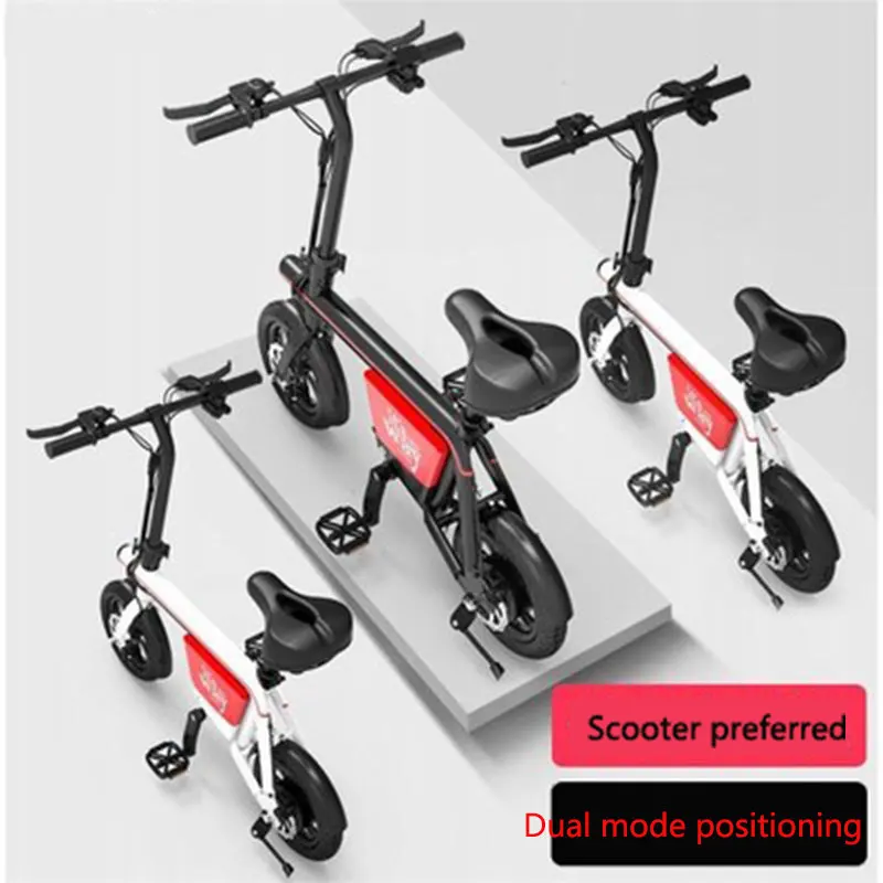 Perfect Folding Electric Bicycle Adult 12 Inch 21 Speed 48V Lithium Battery 240W Power Battery Car Mini Generation Pedal Electric Car 2