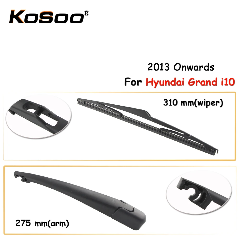 KOSOO Auto Rear Car Wiper Blade For Hyundai Grand i10,310mm 2013 Rear Window Windshield Wiper