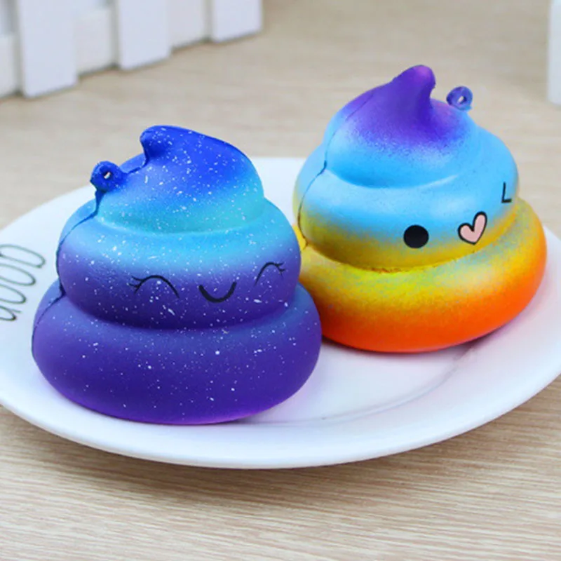 

Happy Face Mini Rainbow Poo Phone Straps Kid Fun Toy Shining Squishy Toys Slow Rising Soft Cream Scented Bread Gift