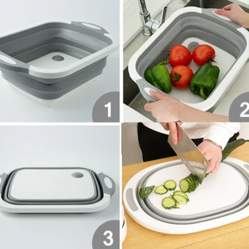 

Multi-function 3 In 1 Folding Cutting Board Kitchen Foldable Drain Basket Chopping Blocks Washing Basket Kitchen Organizer
