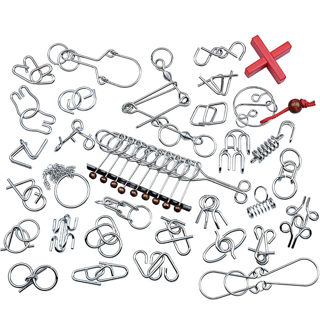 

2019 32pcs/Lot English Version Wire Puzzles Brain Teaser Educational Toys Support Children Playing Breaning Kit