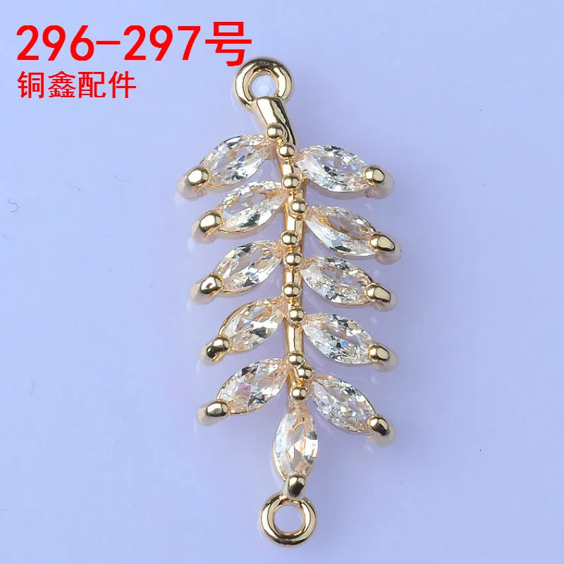

10pcs 10*23mm High quality Gold/silver Color Zircon Leaf Connector Crystal Charm For Necklace DIY Handmade Jewelry Making