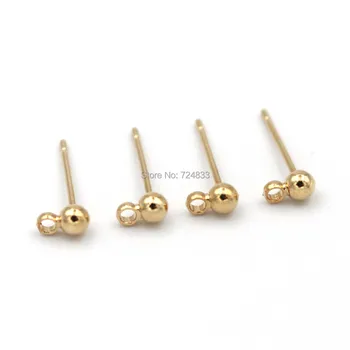 

Stainless Steel Ear Stud Earrings Post Bases Blanks 3mm Round Ball Bezel with Loop Hanger Slide DIY Findings Wholesale