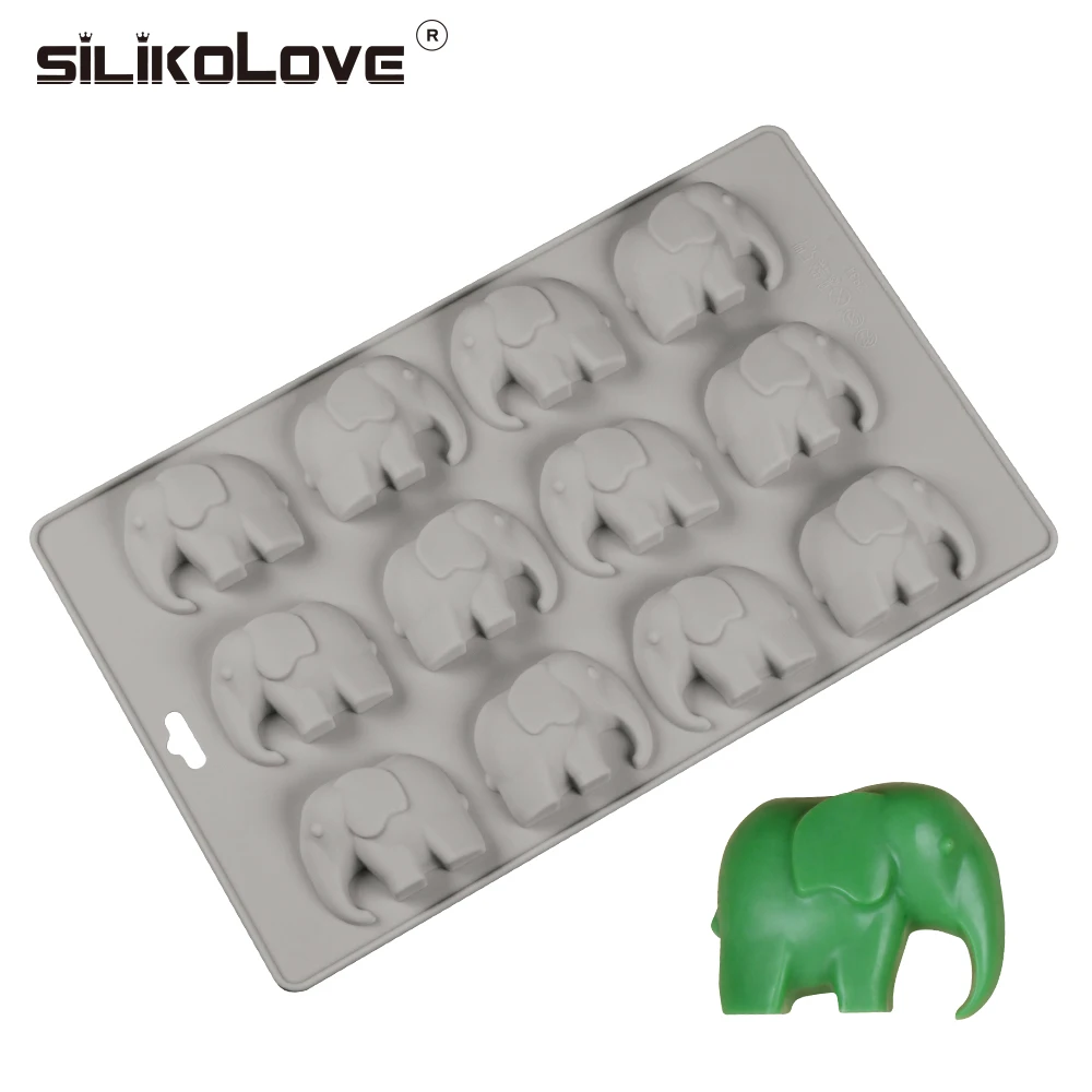 

SILIKOLOVE 12 Cavity Elephant Shape Cookie Silicone Mold Baking Tools For Cakes Pan Decorating Tools Easy To Clean Non-stick