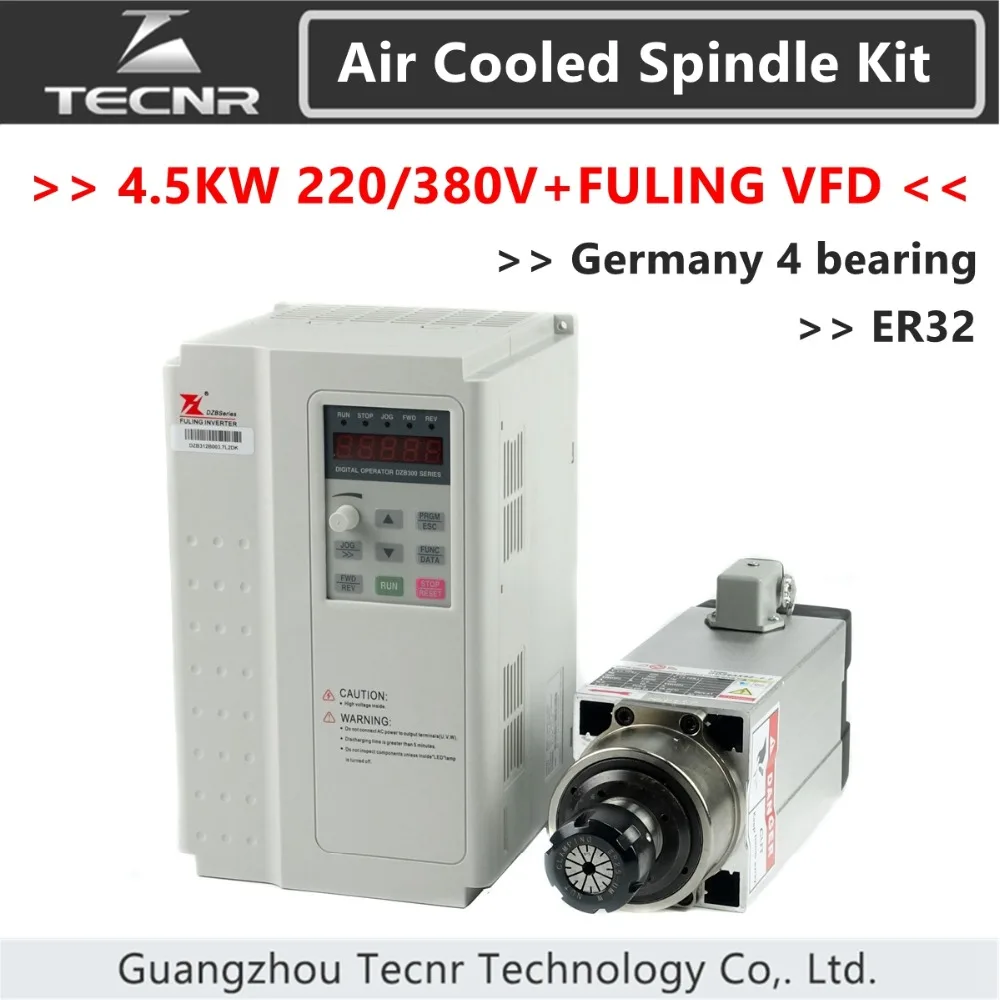 4.5KW с воздушным охлаждением мотор шпинделя 220В 380В 4 шт. подшипник ER32 18000 об/мин 5.5KW