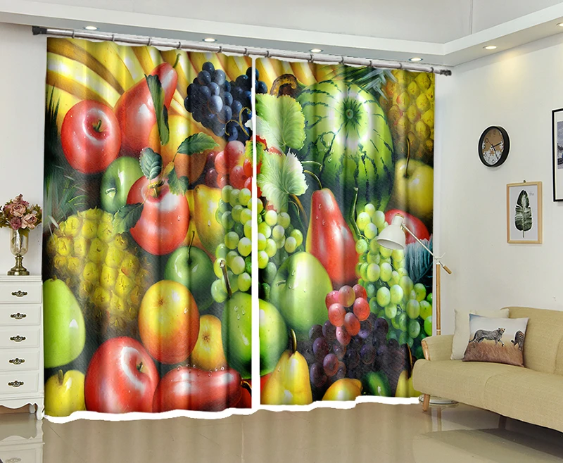 

New Fresh Fruit 3D Blackout Curtains Healthy non-pollution Digital Print Curtains Customizable Tablecloth Shower Curtain