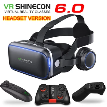 

Original VR shinecon 6.0 headset version virtual reality glasses 3D glasses headset helmets smartphone Full package + controller