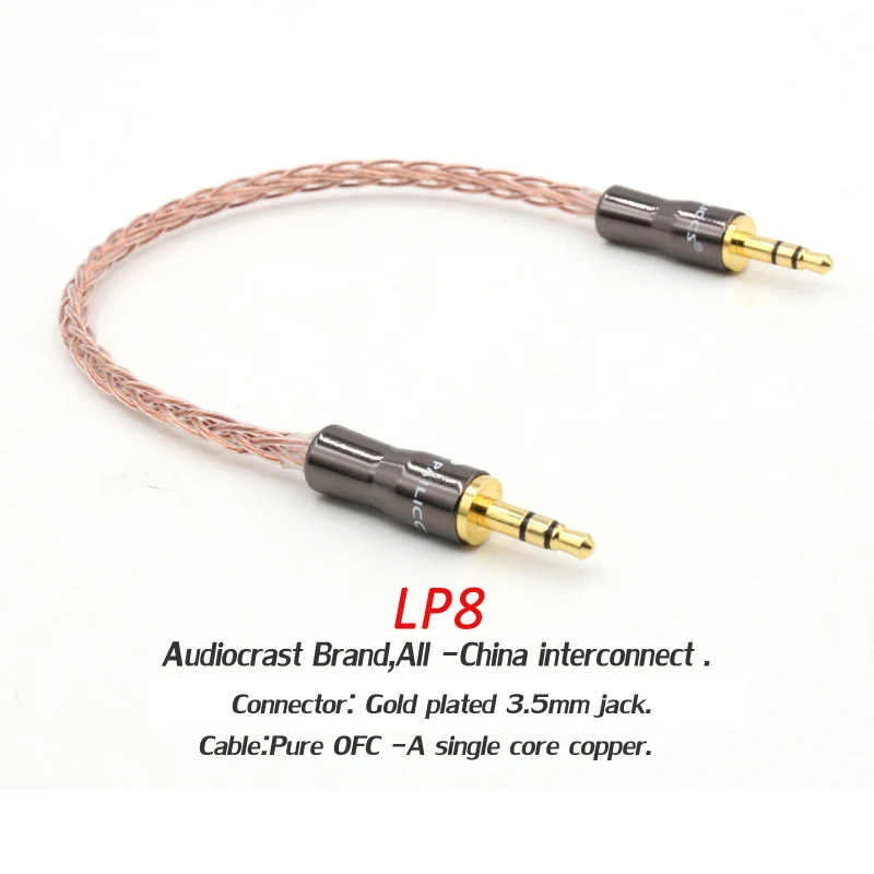 Free shipping one piece pure OFC copper Professional 3 5mm Stereo Audio interconnect cable