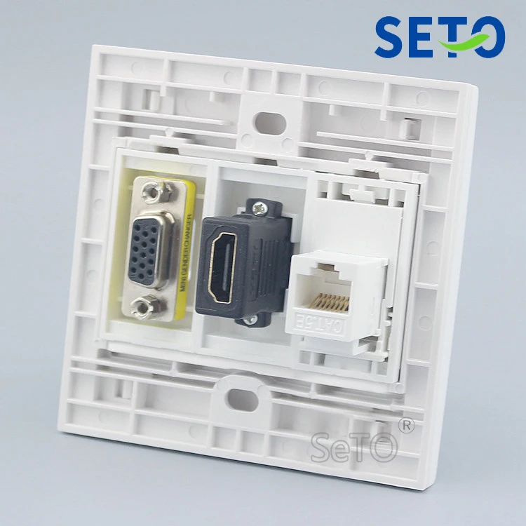 SeTo 86 Тип RJ45 Cat5e сетевой Lan + HDMI VGA Разъем Панель настенная пластина розетка Keystone