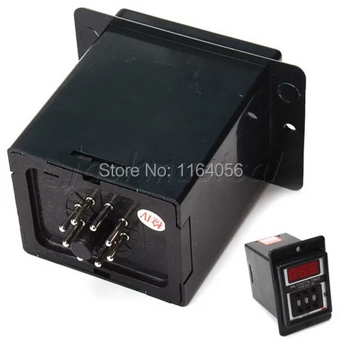 

Пластиковое Цифровое реле времени ASY-3D AC110V 1-999s, цифровой таймер с базой